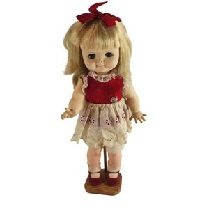 Effanbee Gumdrop Baby Doll - Vintage Doll Red Dress Lace Trim